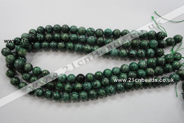 CPT206 15.5 inches 10mm round green picture jasper beads