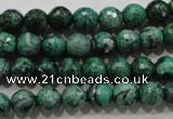 CPT214 15.5 inches 8mm faceted round green picture jasper beads