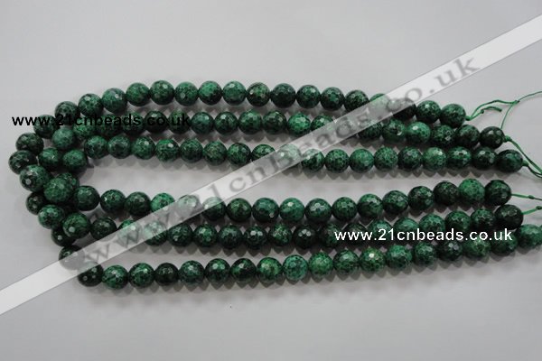 CPT215 15.5 inches 10mm faceted round green picture jasper beads