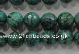 CPT216 15.5 inches 12mm faceted round green picture jasper beads