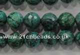 CPT216 15.5 inches 12mm faceted round green picture jasper beads