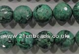 CPT217 15.5 inches 14mm faceted round green picture jasper beads