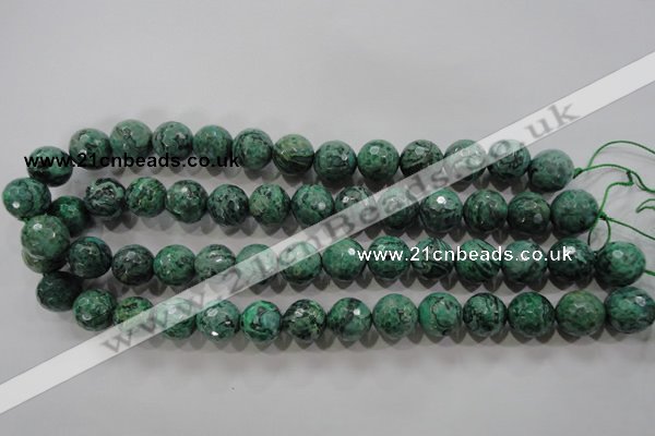 CPT217 15.5 inches 14mm faceted round green picture jasper beads