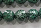 CPT218 15.5 inches 16mm faceted round green picture jasper beads