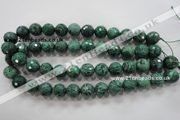 CPT218 15.5 inches 16mm faceted round green picture jasper beads