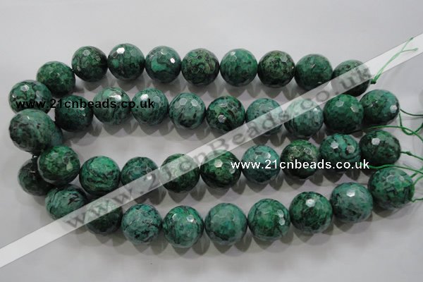 CPT220 15.5 inches 20mm faceted round green picture jasper beads