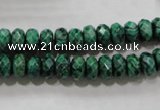 CPT222 15.5 inches 5*8mm faceted rondelle green picture jasper beads