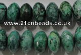 CPT225 15.5 inches 9*16mm faceted rondelle green picture jasper beads