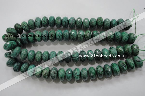 CPT226 15.5 inches 10*18mm faceted rondelle green picture jasper beads