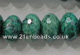 CPT227 15.5 inches 12*20mm faceted rondelle green picture jasper beads