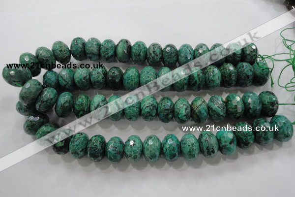 CPT227 15.5 inches 12*20mm faceted rondelle green picture jasper beads