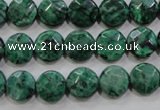 CPT231 15.5 inches 10mm faceted coin green picture jasper beads