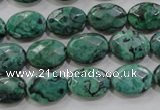 CPT237 15.5 inches 10*14mm faceted oval green picture jasper beads