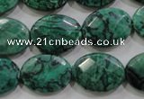 CPT240 15.5 inches 15*20mm faceted oval green picture jasper beads