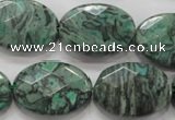 CPT241 15.5 inches 18*25mm faceted oval green picture jasper beads