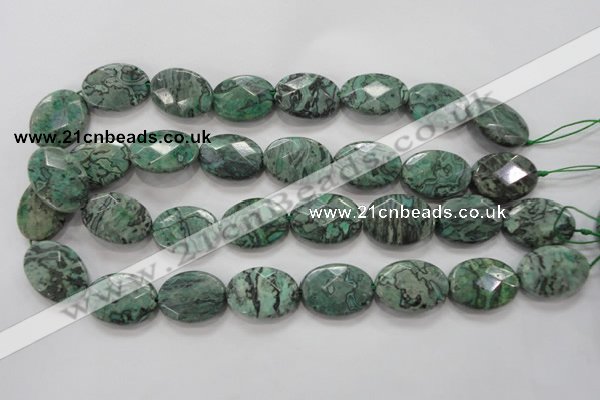 CPT241 15.5 inches 18*25mm faceted oval green picture jasper beads