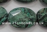 CPT243 15.5 inches 22*30mm faceted oval green picture jasper beads