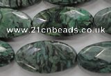 CPT245 15.5 inches 15*30mm faceted marquise green picture jasper beads