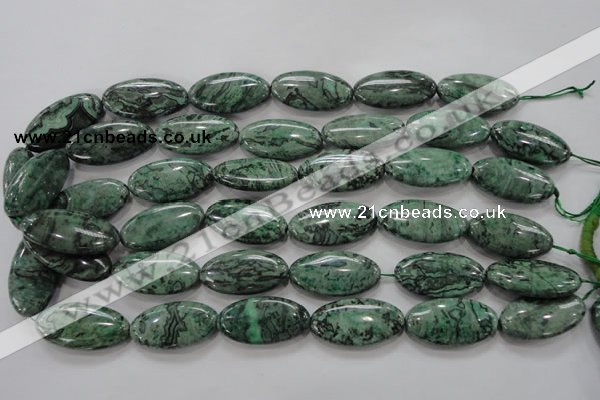 CPT246 15.5 inches 15*30mm marquise green picture jasper beads