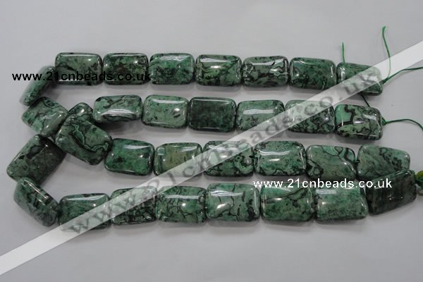 CPT250 15.5 inches 18*25mm rectangle green picture jasper beads