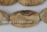 CPT255 15.5 inches 20*35mm oval picture jasper beads wholesale