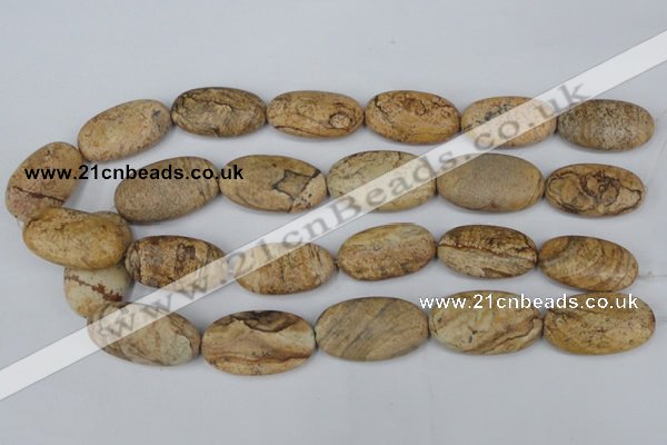 CPT255 15.5 inches 20*35mm oval picture jasper beads wholesale