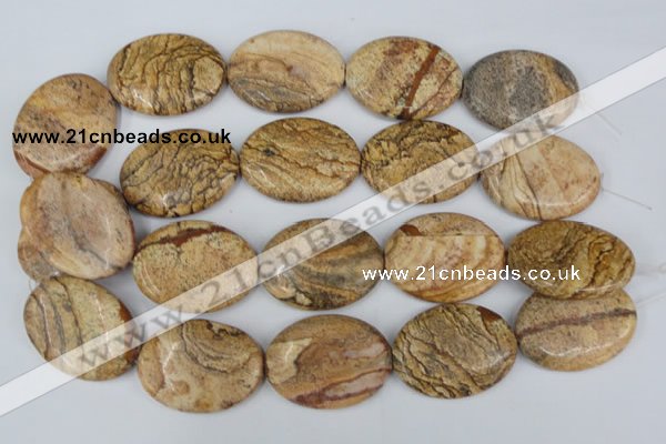 CPT256 15.5 inches 30*40mm oval picture jasper beads wholesale