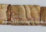 CPT265 15.5 inches 25*35mm flat tube picture jasper beads wholesale