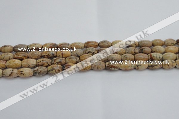 CPT272 15.5 inches 8*12mm rice picture jasper beads wholesale