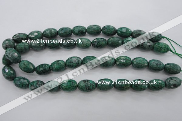 CPT305 15.5 inches 13*18mm faceted rice green picture jasper beads