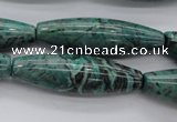 CPT307 15.5 inches 12*40mm rice green picture jasper beads