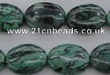 CPT319 15.5 inches 12*16mm oval green picture jasper beads