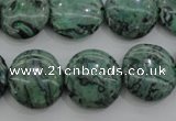 CPT329 15.5 inches 16mm flat round green picture jasper beads