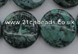 CPT332 15.5 inches 25mm flat round green picture jasper beads