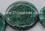 CPT335 15.5 inches 52mm flat round green picture jasper beads