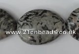 CPT358 15.5 inches 22*30mm flat teardrop grey picture jasper beads