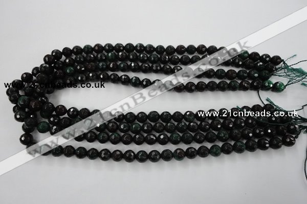 CPT402 15.5 inches 8mm faceted round green picture jasper beads