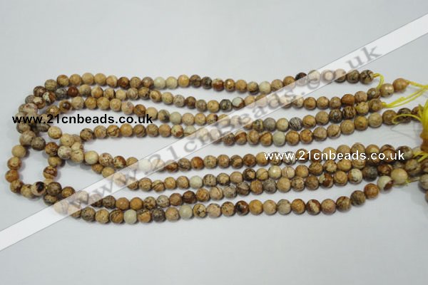 CPT501 15.5 inches 6mm faceted round picture jasper beads wholesale