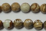 CPT503 15.5 inches 10mm faceted round picture jasper beads wholesale