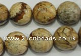 CPT506 15.5 inches 16mm faceted round picture jasper beads wholesale