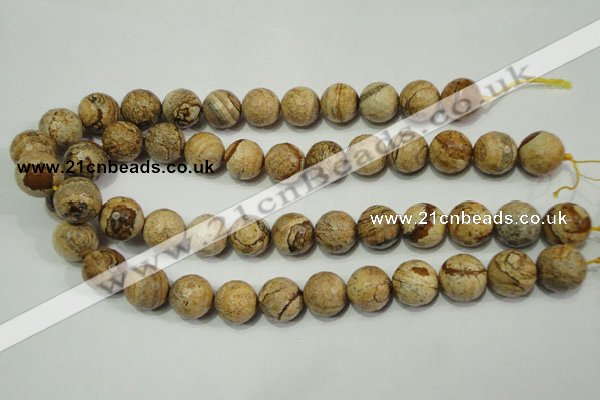 CPT506 15.5 inches 16mm faceted round picture jasper beads wholesale