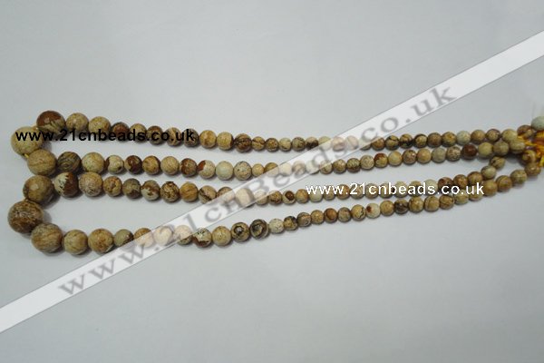 CPT510 15.5 inches 6mm – 14mm faceted round picture jasper beads