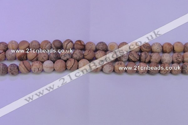 CPT523 15.5 inches 10mm round matte picture jasper beads