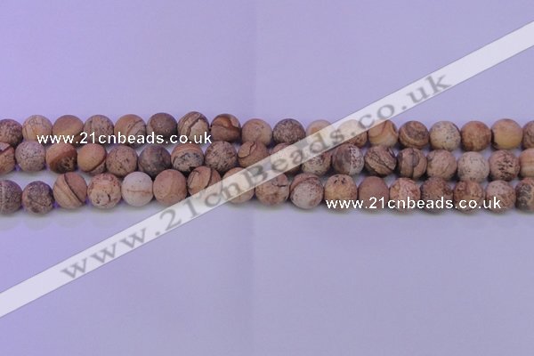 CPT524 15.5 inches 12mm round matte picture jasper beads