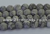 CPT570 15.5 inches 4mm round matte grey picture jasper beads