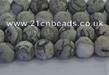 CPT571 15.5 inches 6mm round matte grey picture jasper beads