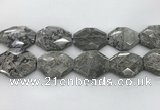 CPT582 30*40mm - 32*42mm faceted octagonal grey picture jasper beads