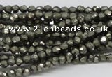 CPY03 16 inches 4mm faceted round pyrite gemstone beads wholesale