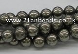 CPY06 16 inches 8mm round pyrite gemstone beads wholesale