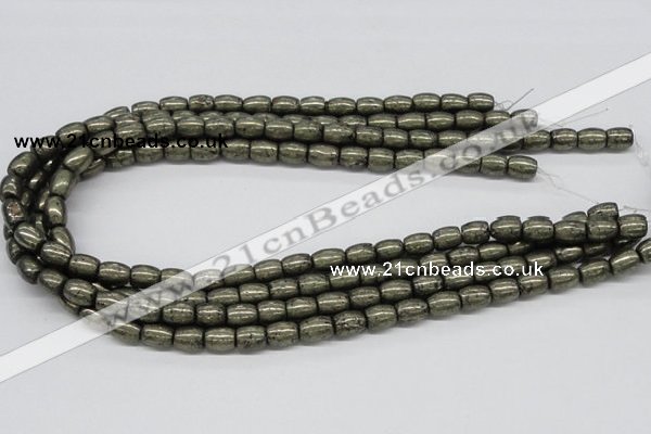 CPY09 16 inches 8*10mm drum-shaped pyrite gemstone beads wholesale